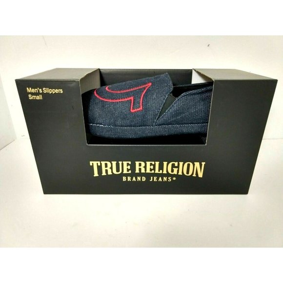 TRUE RELIGION Men's Denim Style Slippers / House Shoes‎ SIZE SMALL (7-8) NIB - Picture 3 of 5